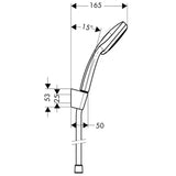 Komplet za Kad Hansgrohe Croma 100 v krom izvedbi z ročno prho 100 mm, držalom Porter 'S in cevjo Isiflex 1,25 m.
