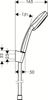 Hansgrohe Croma 100 kadni tuš set v krom izvedbi z ročno prho 100 mm, držalom in cevjo