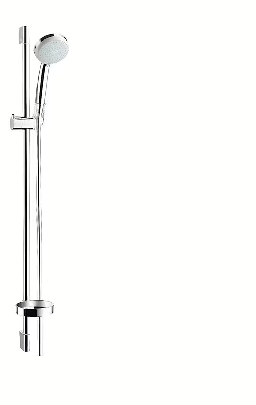 Hansgrohe Croma 100 tuš set v izvedbi chrome z ročno prho, drsno palico, cevjo, drsnikom in milnikom