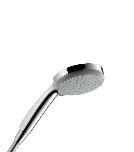 Kromirana ročna prha Hansgrohe Croma 100 Vario s premerom 100 mm in štirimi vrstami curka.