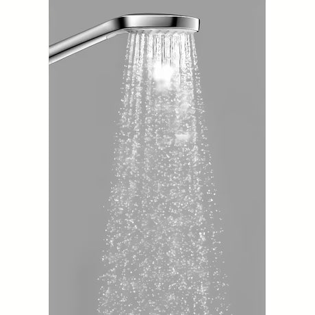 Kromirana ročna prha Hansgrohe Croma 100 Vario s premerom 100 mm in štirimi vrstami curka.