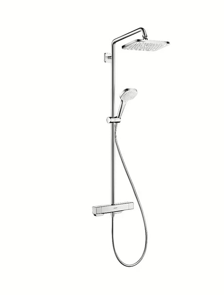 Hansgrohe Croma E tušni sistem s termostatsko armaturo v krom izvedbi z nadglavno in ročno prho