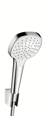 Hansgrohe Croma Select tuš set v izvedbi bela/krom z ročno prho, cevjo in držalom