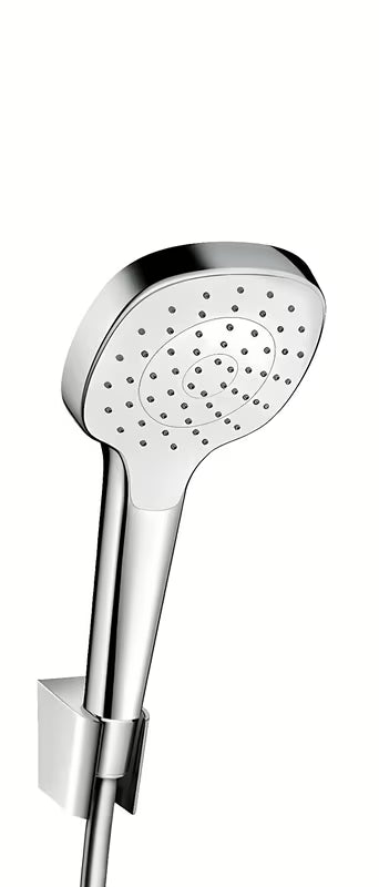 Hansgrohe Croma Select tuš set v izvedbi bela/krom z ročno prho, cevjo in držalom