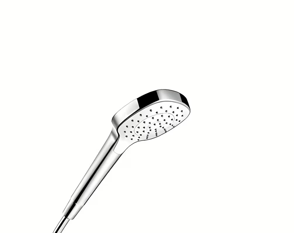 Hansgrohe Croma Select E tuš set v beli in krom izvedbi z ročno prho, drsnikom Unica in cevjo