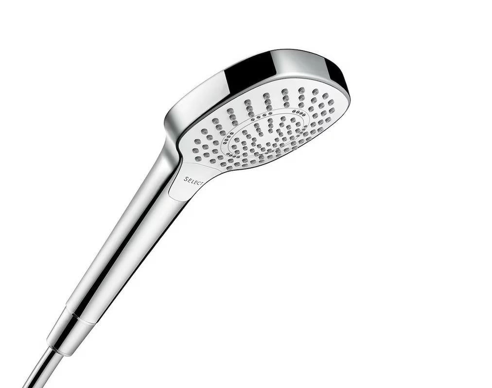Hansgrohe Croma Select E tuš set v beli in krom izvedbi z ročno prho in letvijo Unica