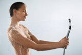 Ročna prha Hansgrohe Croma Select E v izvedbi bela/krom z gumbom Select s premerom 110 mm