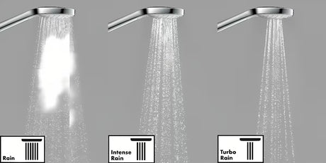 Ročna prha Hansgrohe Croma Select E Vario v izvedbi bela/krom z gumbom Select s premerom 110 mm.