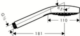 Ročna prha Hansgrohe Croma Select E v beli/krom izvedbi z gumbom Select s pršno glavo 110 mm
