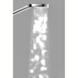 Ročna prha Hansgrohe Croma Select E v izvedbi bela/krom s curkom Rain in premerom 110 mm.