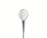 Tuš set Hansgrohe Croma Select S v beli/krom izvedbi z ročno prho 3jet, drsno palico Unica in cevjo 1,60 m.
