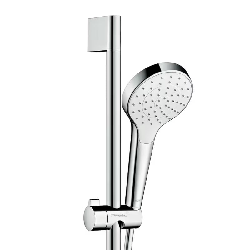 Hansgrohe Croma Select S tuš set v beli in krom izvedbi z ročno prho 1jet in pršno letvijo Unica