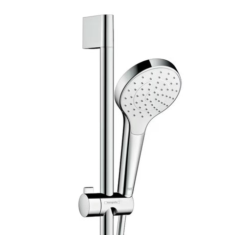 Hansgrohe Croma Select S tuš set v beli in krom izvedbi z ročno prho 1jet in pršno letvijo Unica