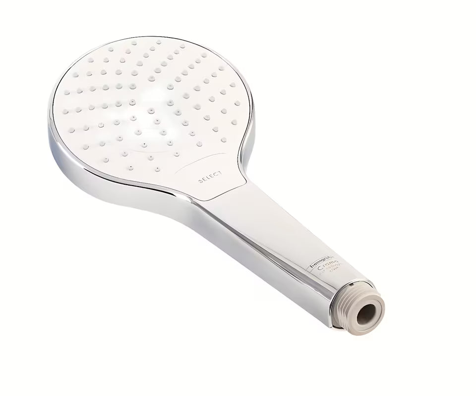 Ročna prha Hansgrohe Croma Select S Vario bela/krom z gumbom Select, premer 110 mm