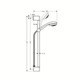 Hansgrohe Crometta 85 tuš set v izvedbi chrome z ročno prho, drsno palico, cevjo in drsnikom