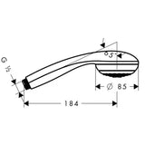 Ročna prha Hansgrohe Crometta 85 v krom izvedbi s premerom 85 mm in enim tipom curka