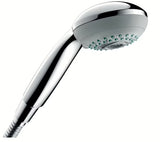 Ročna prha Hansgrohe Crometta 85 v krom izvedbi s premerom 85 mm in tremi vrstami curka