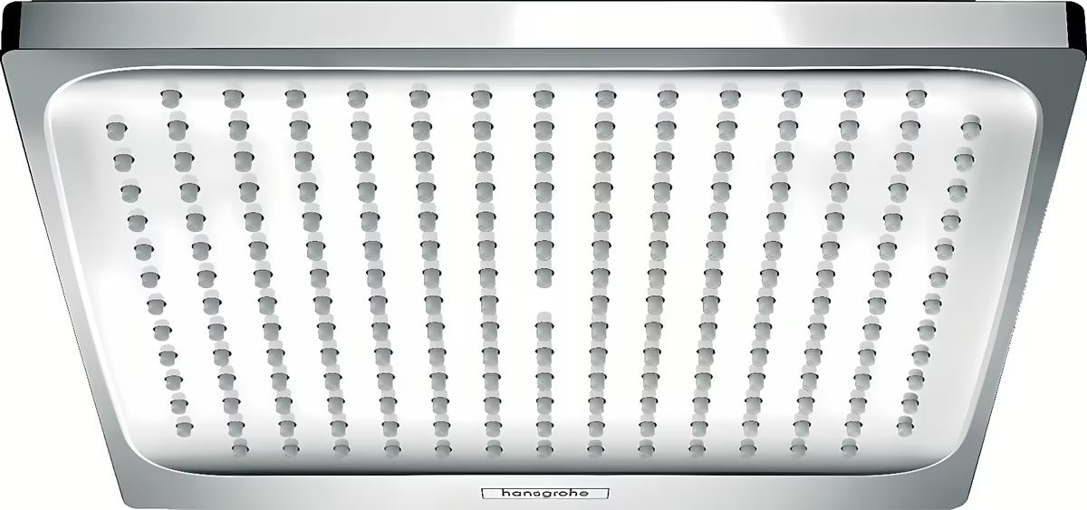 Nadglavna prha Hansgrohe Crometta E 240 v kromu s curkom Rain in kvadratno glavo 240 × 240 mm.