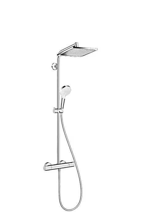 Hansgrohe Crometta E tušni sistem s termostatsko armaturo v kromu z nadglavno in ročno prho