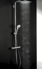 Hansgrohe Crometta E tušni sistem s termostatsko armaturo v kromu z nadglavno in ročno prho