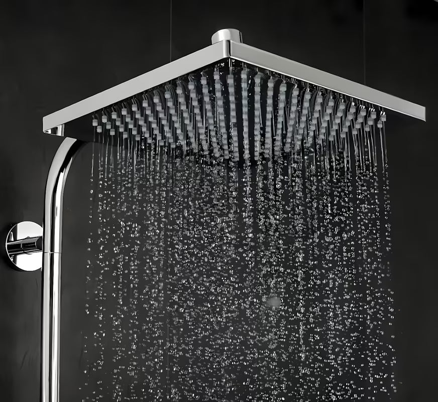 Hansgrohe Crometta E tušni sistem s termostatsko armaturo v kromu z nadglavno in ročno prho