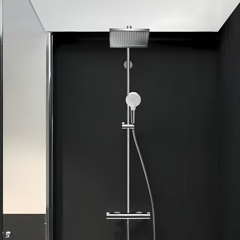 Hansgrohe Crometta E tušni sistem s termostatsko armaturo v krom izvedbi z nadglavno prho 240 mm in ročno prho