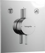Podometna armatura za tuš Hansgrohe duoturn E v krom izvedbi pro upravljanje dveh porabnikov.