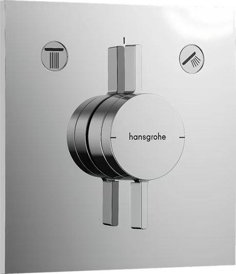 Podometna armatura za tuš Hansgrohe duoturn E v krom izvedbi pro upravljanje dveh porabnikov.