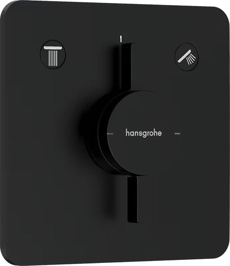 Podometna armatura za tuš hansgrohe duoturn Q v mat črni izvedbi pro za upravljanje dveh porabnikov.