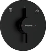 Podometna armatura za tuš Hansgrohe duoturn S v mat črni barvi pro za upravljanje dveh porabnikov.