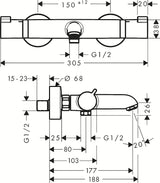 Hansgrohe Ecostat Comfort termostatska stenska armatura za kad v krom izvedbi.