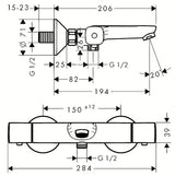 Hansgrohe Ecostat termostatska stenska armatura za kad v krom izvedbi