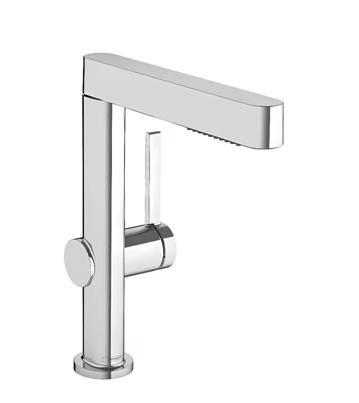 Kromirana armatura za umivalnik hansgrohe Finoris 230 z izvlečno prho in gumbom Select