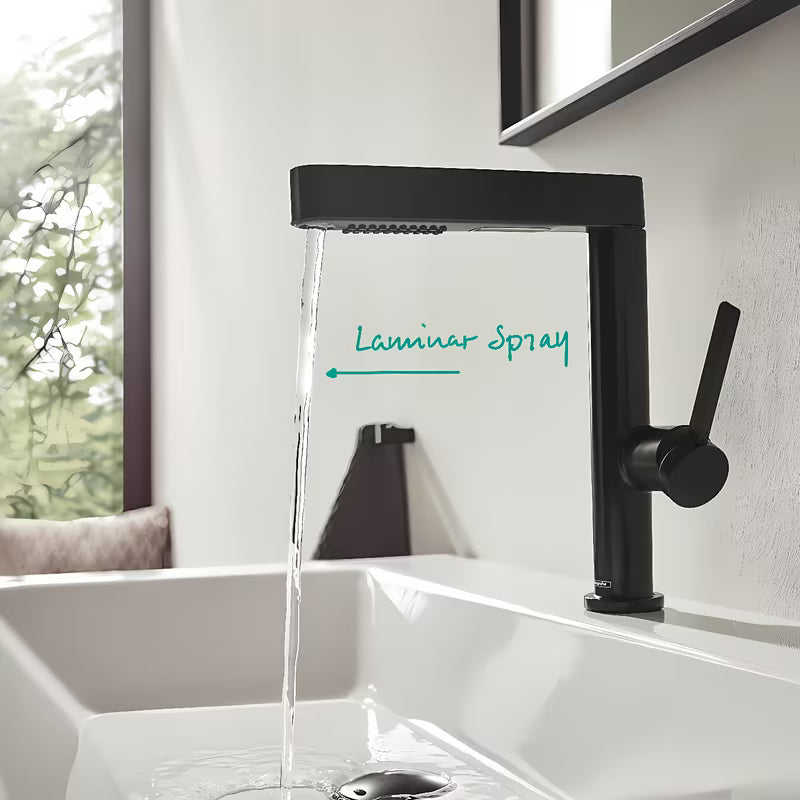 Hansgrohe Finoris armatura za umivalnik v črni mat izvedbi z izvlečno prho