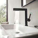 Hansgrohe Finoris armatura za umivalnik v črni mat izvedbi z izvlečno prho