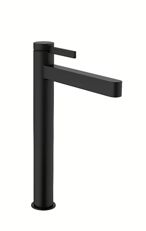 Visoka umivalniška enoročna armatura Hansgrohe Finoris v mat črni barvi z odtočnim kompletom PushOpen
