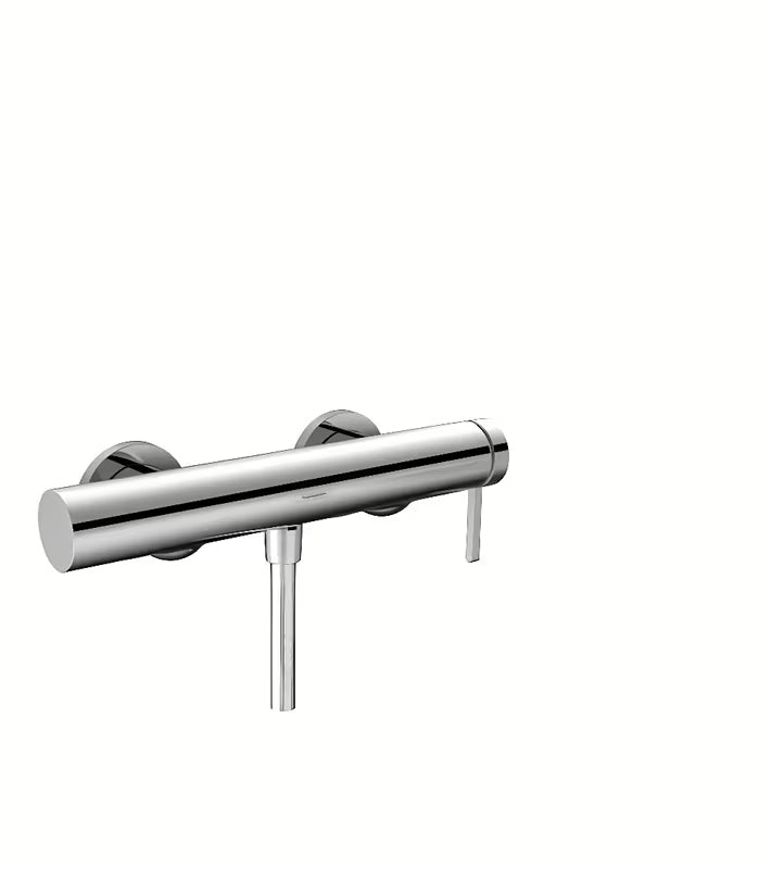 Stenska enoročna armatura za tuš hansgrohe Finoris v krom izvedbi z vitkim valjastim dizajnom.