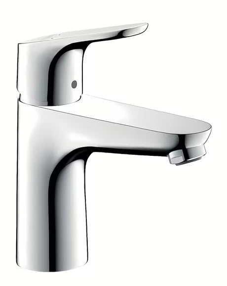 Kromirana armatura za umivalnik Hansgrohe Focus 100 z ročnim upravljanjem in odtočnim ventilom s potezno palico