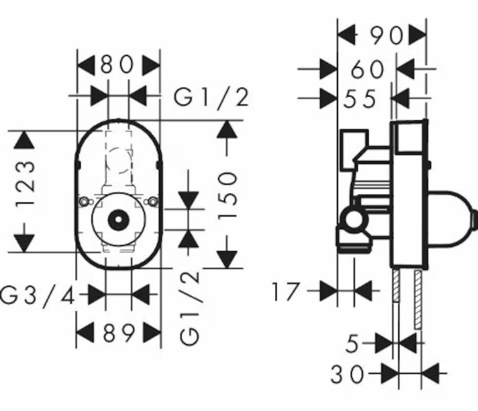 Podometno telo Hansgrohe Focus brez armature pro za podometno vgradnjo