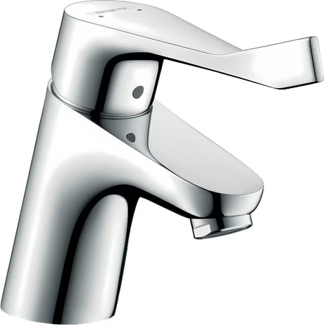 Kromirana enoročna armatura za umivalnik Hansgrohe Focus z odtokom z laminarnim tokom