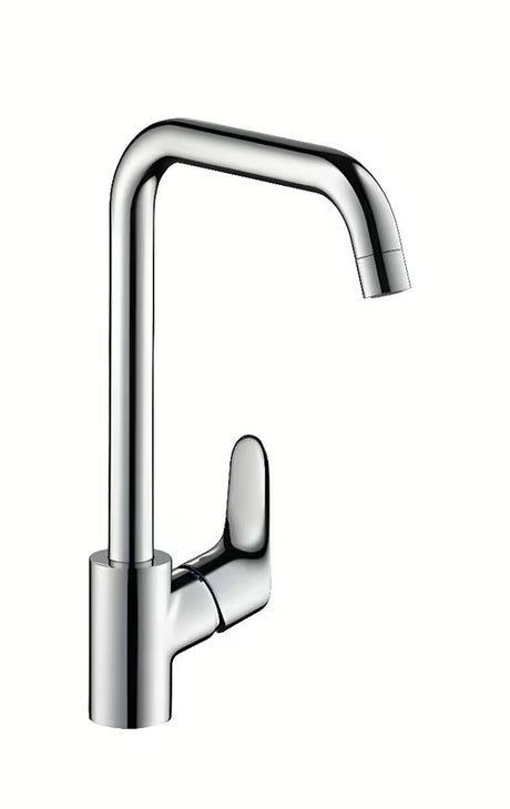 Kromirana enoročna armatura za pomivalno korito Hansgrohe Focus M41 z vrtljivim izlivom