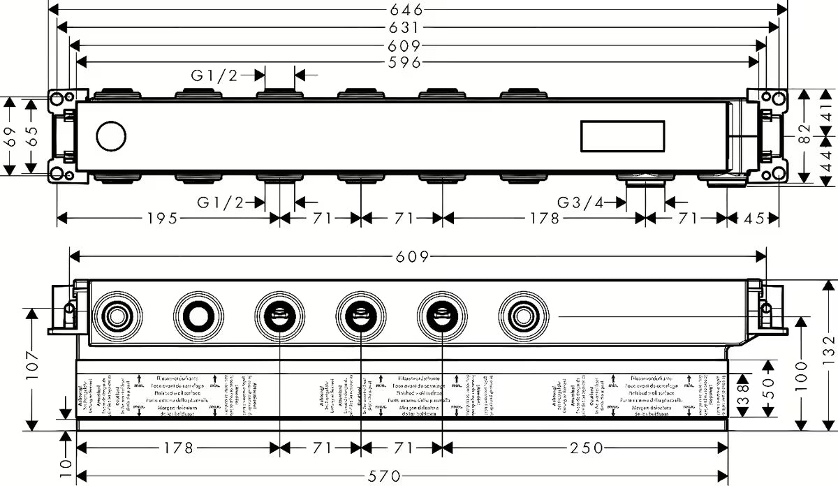 Podžbukno ugradbeno tijelo hansgrohe rainselect pro termostatska miješalica za tuš s četiri funkcije
