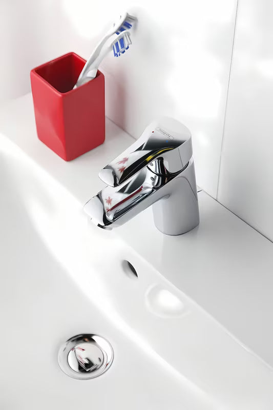 Kromiran enoročna stoječa armatura za umivalnik Hansgrohe HG248 z odtokom