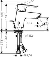Kromirana enoročna stoječa armatura za umivalnik Hansgrohe HG248 z odtokom zaobljenog dizajna