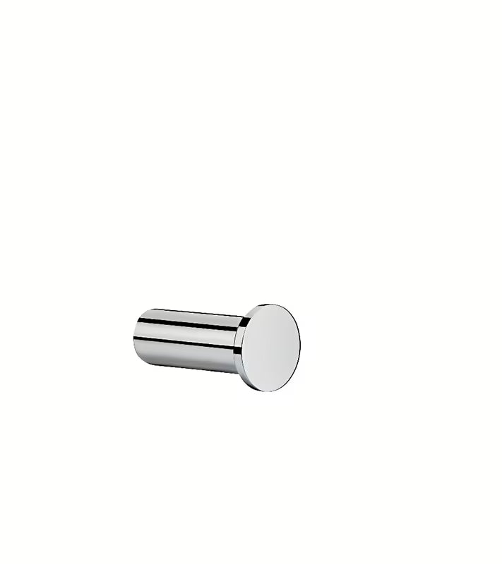 Kromiran stenski kavelj Hansgrohe Logis Universal s skritim pritrjevanjem pro brisače in kopalniški dodatki.