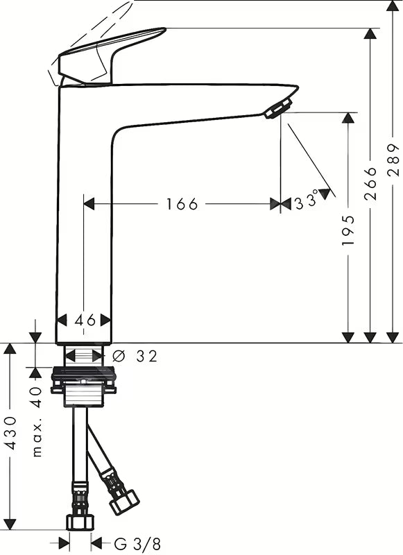 Hansgrohe Logis 190 enoročna armatura za umivalnik v kromu brez odtoka s ComfortZone 190