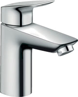 Kromirana enoročna armatura za umivalnik hansgrohe Logis 100 z odtočnim setom push-open