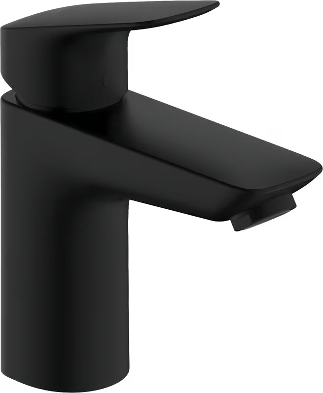 Hansgrohe Logis enoročna armatura za umivalnik v mat črni izvedbi z odtočnim kompletom Push-Open.