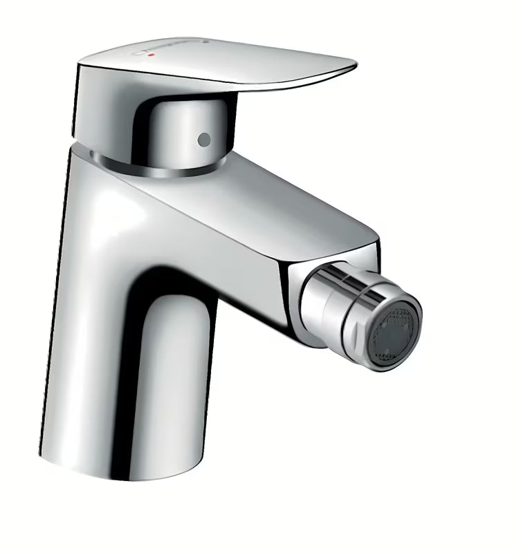 Kromirana enoročna armatura za bide Hansgrohe Logis z odtokom in perlatorjem s krogličnim zgibom