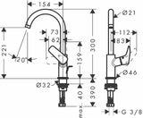Kromirana umivaonička enoročna slavina hansgrohe Logis 210 sa zakretnim izljevom i ispusnim ventilom s poteznom šipkom